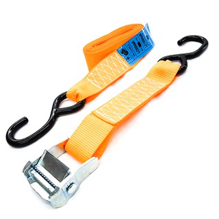 สายรัดหัวเข็มขัดพร้อมตะขอ 1.5นิ้ว x 3เมตร CAM BUCKLE TIE DOWN SIZE 1.5” x 3M. ORANGE WITH S HOOK