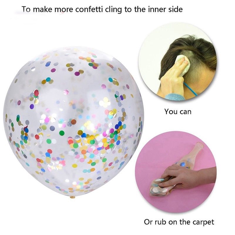 5x 12 Confetti Balloons Clear Latex Balloon for Wedding Party ...