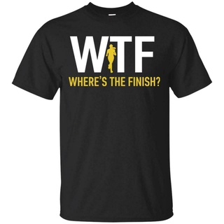 เสื้อยืด พิมพ์ลายกราฟฟิค WTF Wheres The Finish สําหรับผู้ชายS-5XL