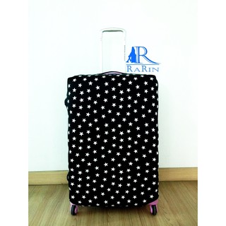 Rarin ผ้าคลุมกระเป๋าเดินทาง (ลายดาวขาวดำ) สำหรับคลุมกระเป๋าขนาด  ขนาด Size M 24-26