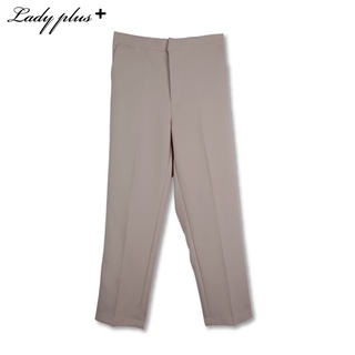 Lady Plus กางเกงขายาว 7 ส่วนเอวสม๊อคหลัง | Cropped Pants with Elastic กางเกงทำงาน สีกากี