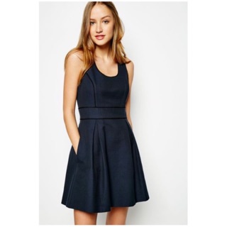 Jackwill Jackwills Jack Wills Shotton Piped Herringbone Navy dress ส่งต่อ ของแท้100% size S or UK10