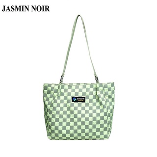 Jasmin NOIR กระเป๋าสะพายไหล่ กระเป๋าถือ ลายสก๊อต ขนาดใหญ่ สําหรับสตรี