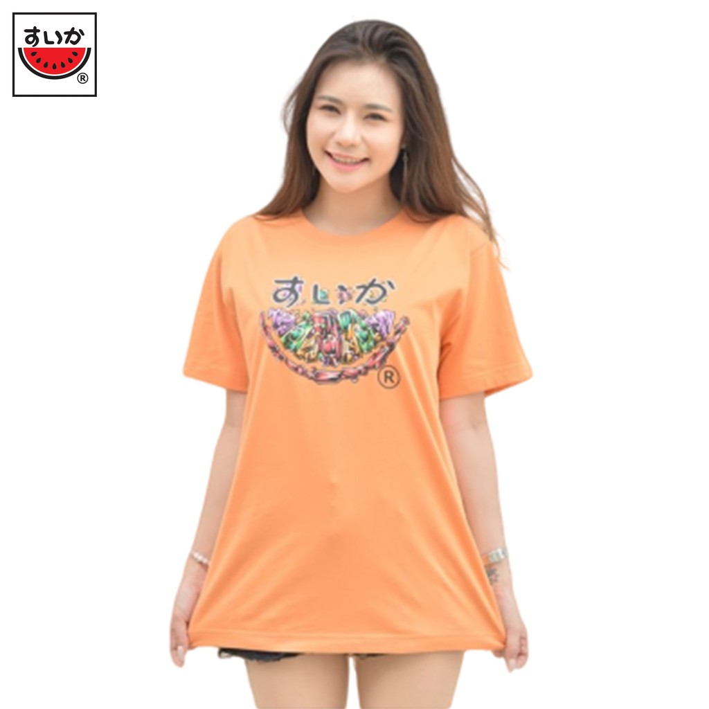 แตงโม (SUIKA) - เสื้อยืดคอกลม ลายอัญมณี สี ส้ม (Sandstone)