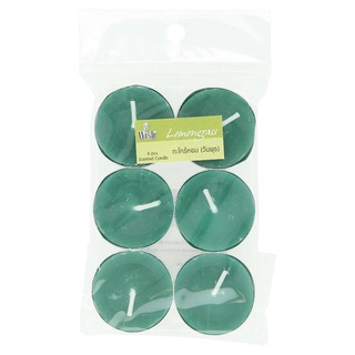 ถูกที่สุด✅ วิช เทียนหอมกลิ่นตะไคร้หอม สีเขียว 6 ชิ้น Wish Green Lemongrass Scented Candle 6pcs