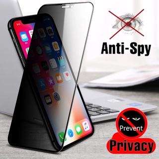 [มีกันขอบ] สำหรับ iPhone 11 12 13 14 15 Pro Max Xs Max 6 7 8 Plus Full Cover Anti-Spy กระจกนิรภัยหน้าจอป้องกัน Film