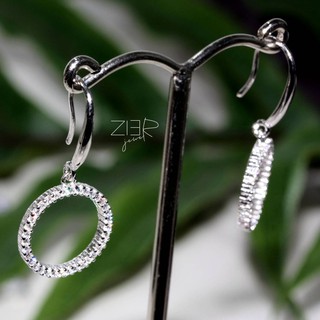 ต่างหูเงินแท้ 925 ประดับพลอยCZ Earring Silver 925 With Cubic Zirconia-(E33170097)