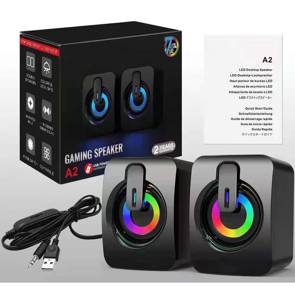 ลำโพงคอม ลำโพงพิวเตอร์ รุ่น  A2 LED ลำโพงคอมพิวเตอร์ ลำโพงเบสหนักๆ เบสดีๆ ลำโพง ใช้งานได้กับโน๊ตบุ๊ค แล็ปท็อป