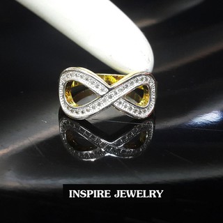 Inspire Jewelry ,แหวนรูป infinity ประดับด้วยเพชรCZ  ตัวเรือนหุ้มทองแท้ 24K พร้อมกล่องกำมะหยี่