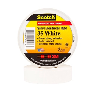 3M เทปพันสายไฟไวนิล SCOTCH 35 สีขาว กว้าง 3/4 นิ้ว ยาว 66 ฟุต หนา 0.007 นิ้ว ทนไฟฟ้าได้ 600 โวลต์ (1 ม้วน)