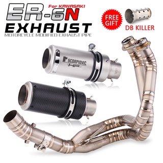 Slip สำหรับ ninja650 ER6N ER-6N ER6F ท่อไอเสีย titanium alloy header กลางเชื่อมต่อท่อระบบ