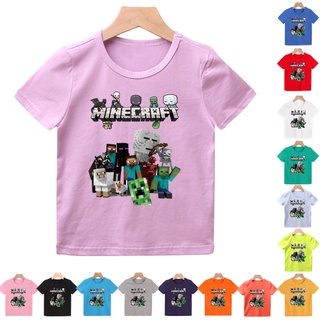 ใหม่เสื้อยืดลําลองสําหรับเด็กแขนสั้นพิมพ์ลายการ์ตูน Minecraft Lego