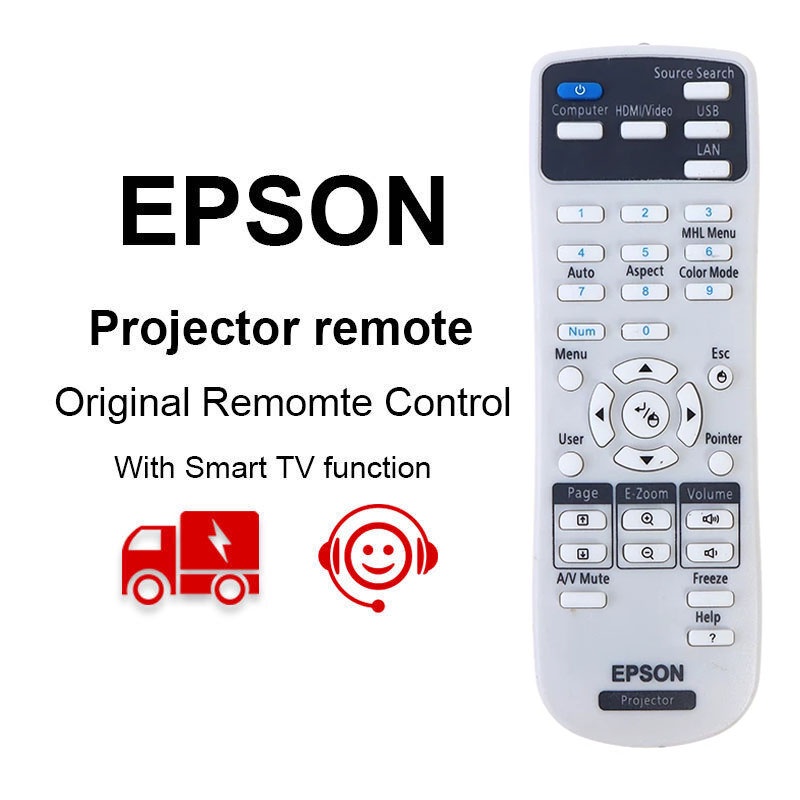 ของแท้ Epson โปรเจคเตอร์รีโมทคอนโทรลสําหรับ EX5220 EX3220 EX5230 EX6210 84+ 85+ EX3220, EX5220, EX5230, EX6220, EX7220, 725HD, 730HD