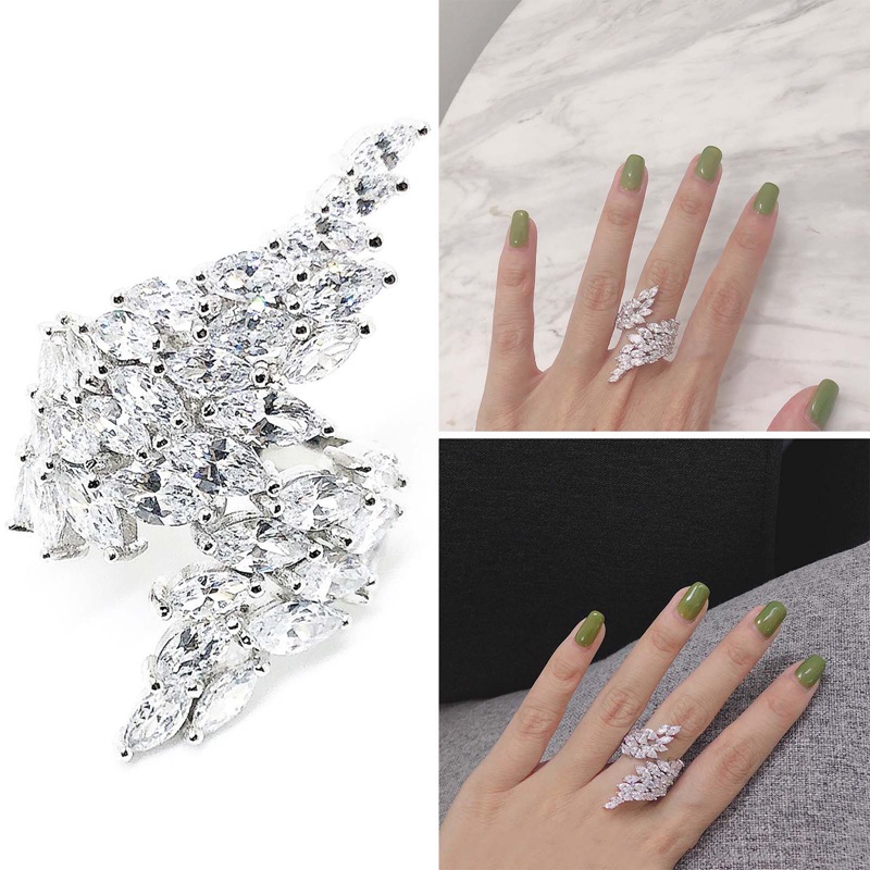 เครื่องประดับแหวนชุบเงินหรูหราปรับได้สําหรับผู้หญิง - รูปที่ 2