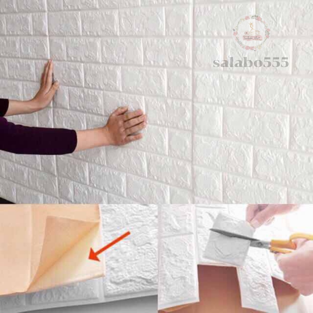 ซื้อ SALABO(พร้อมส่ง)🛠วอลเปเปอร์ติดผนัง 3 มิติ ขนาด 34x38 cm. ลายกำแพงอิฐ มีกาวในตัว 🛠WP002