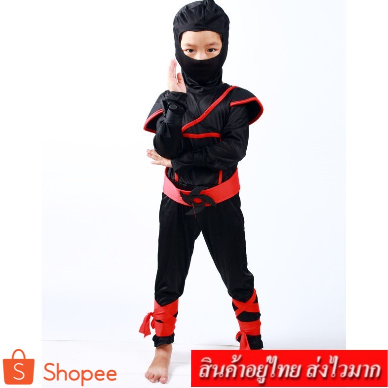 coco.baby ชุดนินจา Avenger ศิลปะการต่อสู้นักรบฮาโลวีนชุดแฟนซี (สีดำ) รุ่น 135