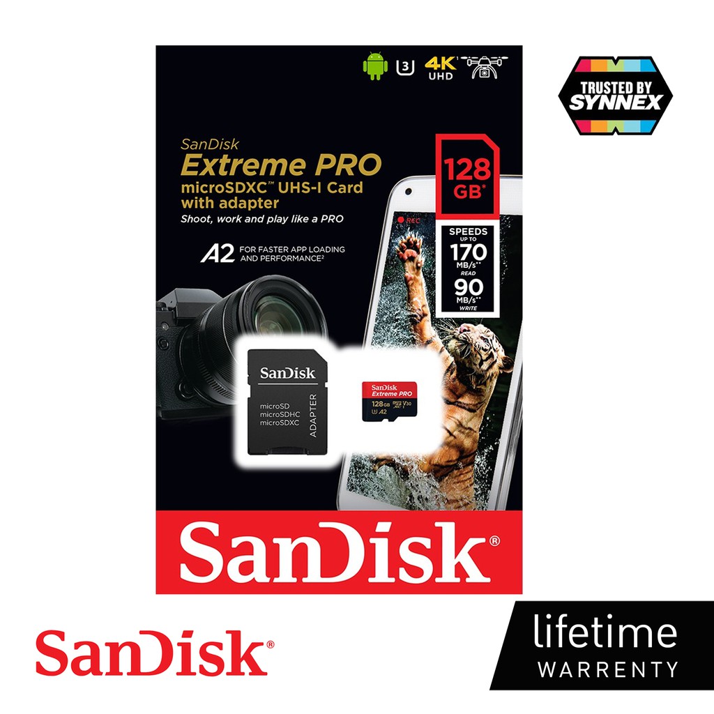 [SANDISK EXTREME PROการ์ด microSDXC UHS-I] 128GB รุ่นใหม่ FOR PRO CAMERA