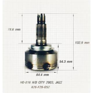 หัวเพลาขับ หัวเพลาขับนอก ฮอนด้า ซิตี้ แจ๊ส HONDA CITY JAZZ ปี 2003 ฟันนอก 26 ฟันใน 28 บ่าซีล 52 ยี่ห้อ E1 HO-816