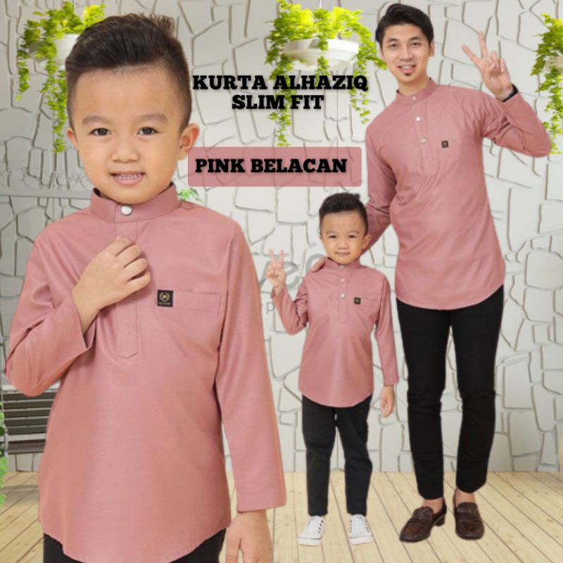 Slim FIT KURTA PINK BELACAN FATHER และ SON RAYA 2024