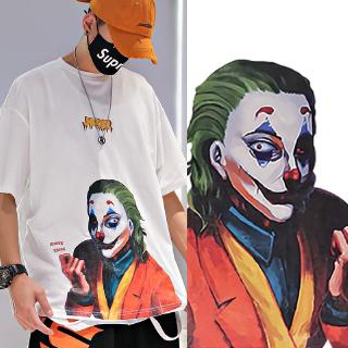 Joker เสื้อยืด แขนสั้น นักเรียน วัยรุ่น Oversize แฟชั่น สไตล์เกาหลี เสื้อยืดผู้ชาย T shirt เสื้อยืดชาย สีดำ ขาว M-3XL