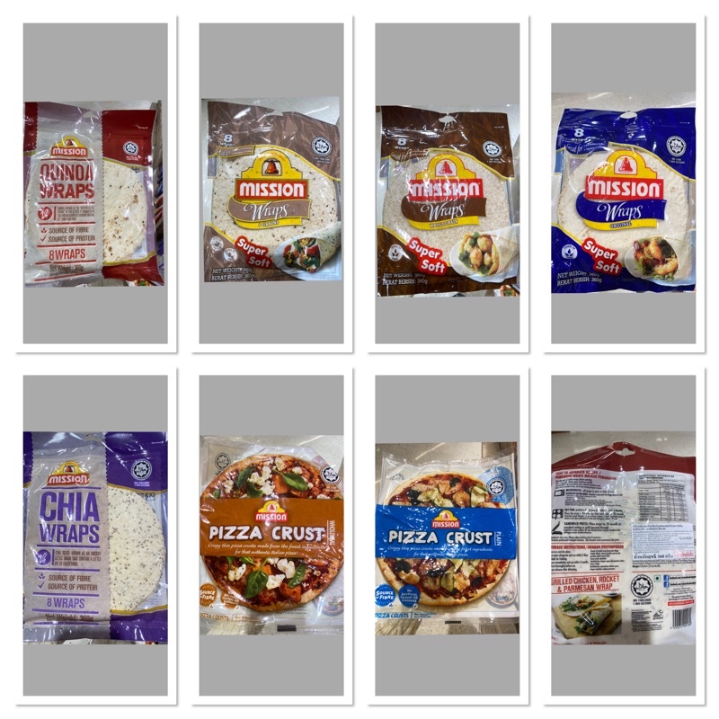 Mission Wraps แผ่นแป้งสาลีสำเร็จรูป ตรา มิชชั่น /  Quinoa Wraps / Wraps 6 Grains / Wholegrains / Ori