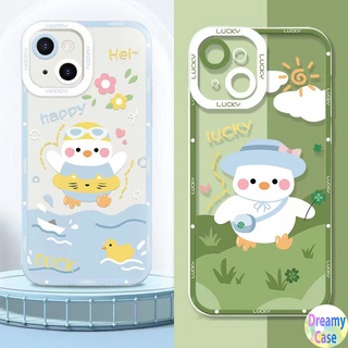 เคสโทรศัพท์มือถือนิ่ม ป้องกันเลนส์ ลายเป็ดนําโชค สําหรับ VIVO V23E V23 V21E V21 4G 5G V20 V15 S1 Z1 X50 X60 Pro V9 Youth Y33S Y21S Y21 Y52 Y72 5G Y53S Y51 Y51A Y31