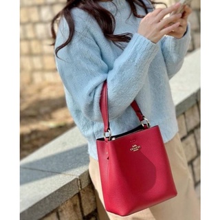 🎀 (สด-ผ่อน) กระเป๋า bucket สีแดง Red/Oxblood COACH 1011 SMALL TOWN BUCKET BAG