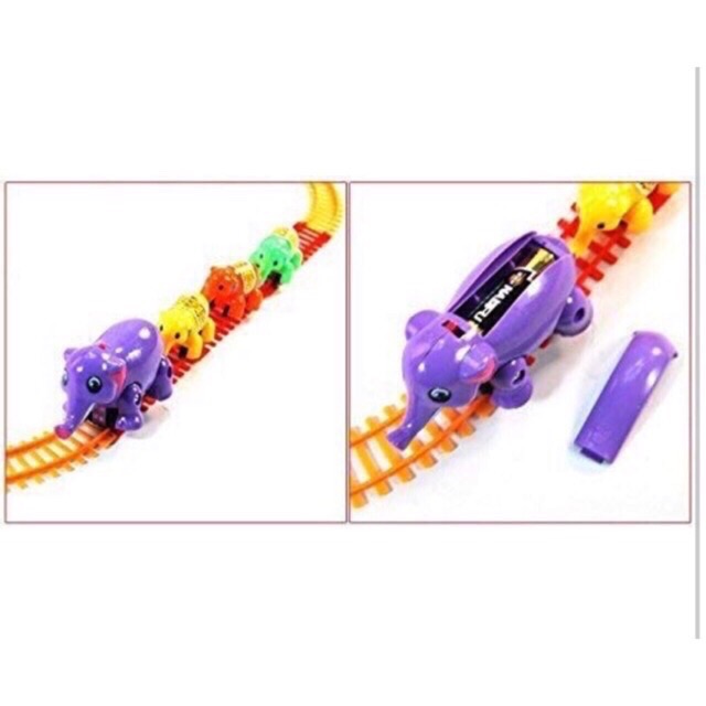 (มีของพร้อมส่งทันที) ของเล่น รถไฟ ใส่ถ่าน รูปช้าง , ไดโนเสาร์ 4 ตัว ต่อกัน มีราง