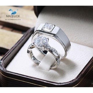 Madduckjewels แหวนเงินแท้ เพชร CZ ชุบโรเดียม RG1826WGR-RG1570