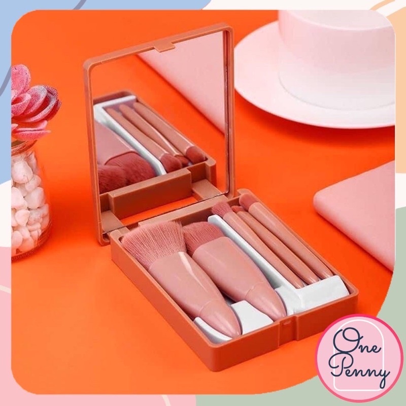 ชุดแปรงแต่งหน้า​ ​พร้อมตลับใส่แปรง 1​ ชุดมี​ 5​ ชิ้น​ พร้อมส่ง
