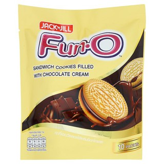 🔥แนะนำ!! ฟัน โอ คุกกี้แซนวิชสอดไส้ครีมช็อกโกแลต 15กรัม x 10 ซอง Fun O Sandwich Cookies with Chocolate Cream 15g x 10 Sac