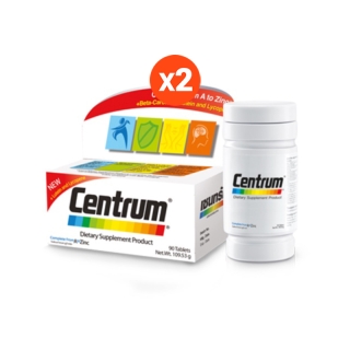 CENTRUM DIETARY SUPPLEMENT 90TABS X2 เซนทรัม ผลิตภัณฑ์เสริมอาหาร 90 เม็ด X2