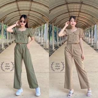 ชุดเซ็ทCOCOเสื้อ+กางเกงผ้าฝ้ายลินิน
