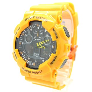 Sport Watch SAMDA นาฬิกาชาย-หญิง สายยาง 2 ระบบ (เข็มและDigital) SW-S001 (Yellow)