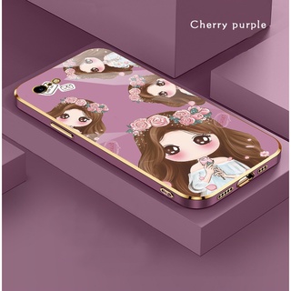 Cartoon Girl เคส เคสไอโฟน 7 พลัส iphone 7 6 Plus X XSMax Phone Case Thin น่ารัก หรูหรา การ์ตูน นุ่ม วันพีช กันกระแทก สีดำ เคส ขอบเหลี่ยม ลายสี