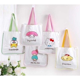 กระเป๋าสะพายไหล่ ลายการ์ตูน SANRIO งานผ้า ด้านนอกเป็น PVC