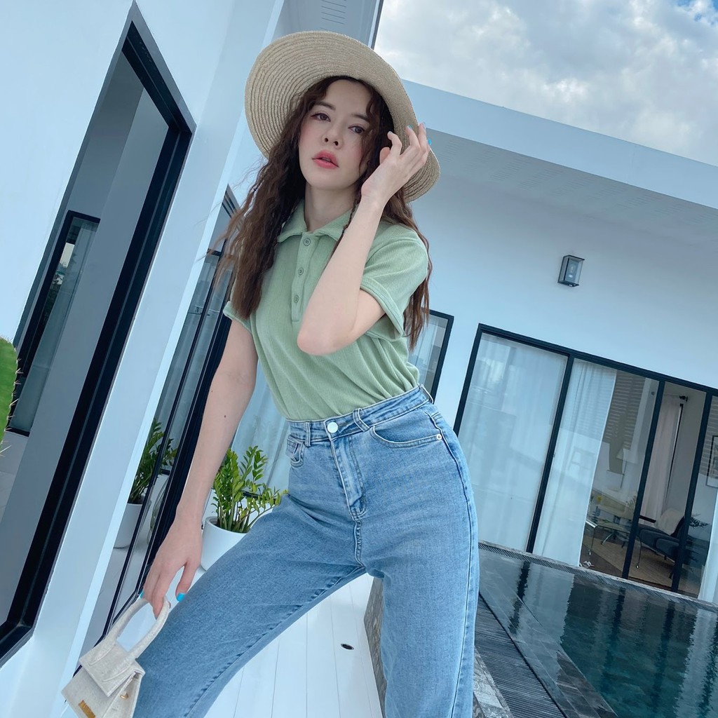 FLAT2112 FT385 : LISA DENIM กางเกงยีนส์ ผ้ายืด ขากระบอก ทรงสวยขาเรียว
