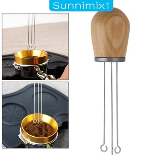 [SUNNIMIX1] Stainless Steel Coffee Tamper Leveler Needle Type Tool Black ash wood