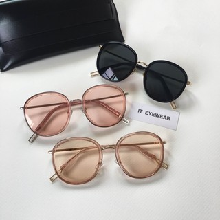 Eyewear_by.tm แว่นกันแดด เกาหลี ทรงใหม่ มน  สไตล์ฮิต สี ดำ , ชม , ครีม