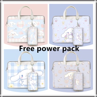 【with power pack】cinnamoroll กระเป๋าใส่แล็ปท็อป PU ลายการ์ตูนเมโลดี้น่ารัก ขนาด 12 13 15 14 15.6 17.3 นิ้ว กันน้ำ