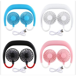 พัดลมคล้องคอ Wearable Sports Halter Fan Hanging Neck Air Cooler พัดลมขนาดเล็ก พัดลมตั้งโต๊ะ พัดลมพกพา