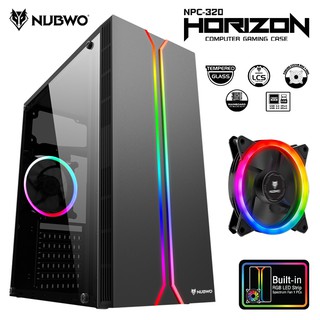 ราคาCASE (เคสเกมมิ่ง) NUBWO HORIZON NPC-320 Gaming Case ไฟ RGB สวยๆ NPC320