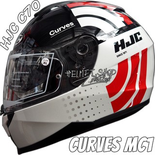 HJC C70 CURVES MC1 [ เต็มใบ ] [ แว่น 2 ชั้น ] [ นวมถอดซักได้ ] [ กิ๊ฟล็อค ]