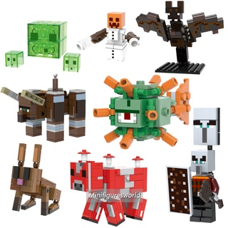 ของเล่นฟิกเกอร์ รูปสไลม์ เสาหิมะ Golem Ravager Guardian Mooshroom Bat Minecraft ขนาดเล็ก ของขวัญ X0298