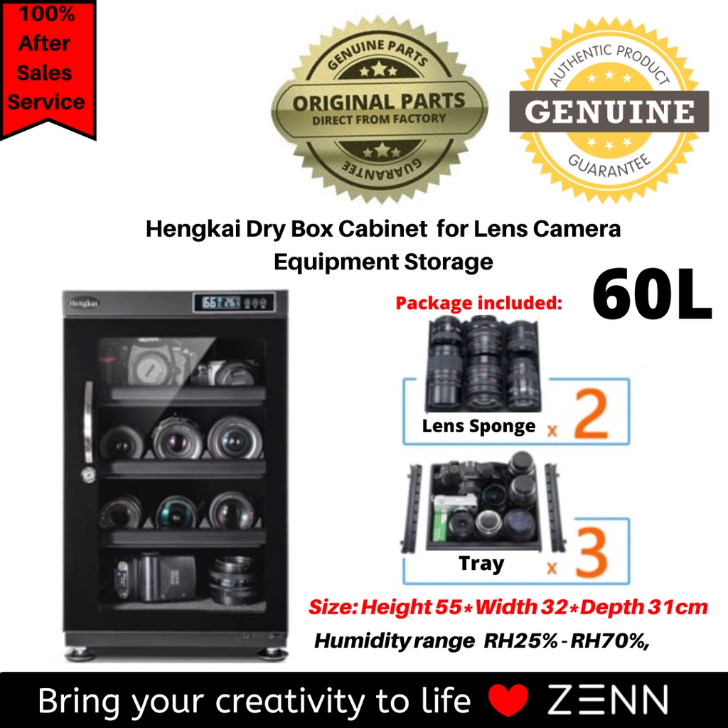 Hengkai 60L/ 90L ตู้แห้ง Digital Dry Box Dry Carbinet พร้อมไฟ LED สําหรับเลนส์กล้องที่เก็บอุปกรณ์