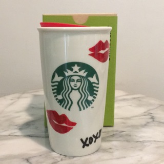Starbucks thailand mug with lid XOXO lips&amp;kisses  12oz