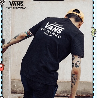 เสื้อยืดแขนสั้น พิมพ์ลายโลโก้ Vans สีดํา สไตล์คลาสสิก สําหรับผู้ชาย และผู้หญิง