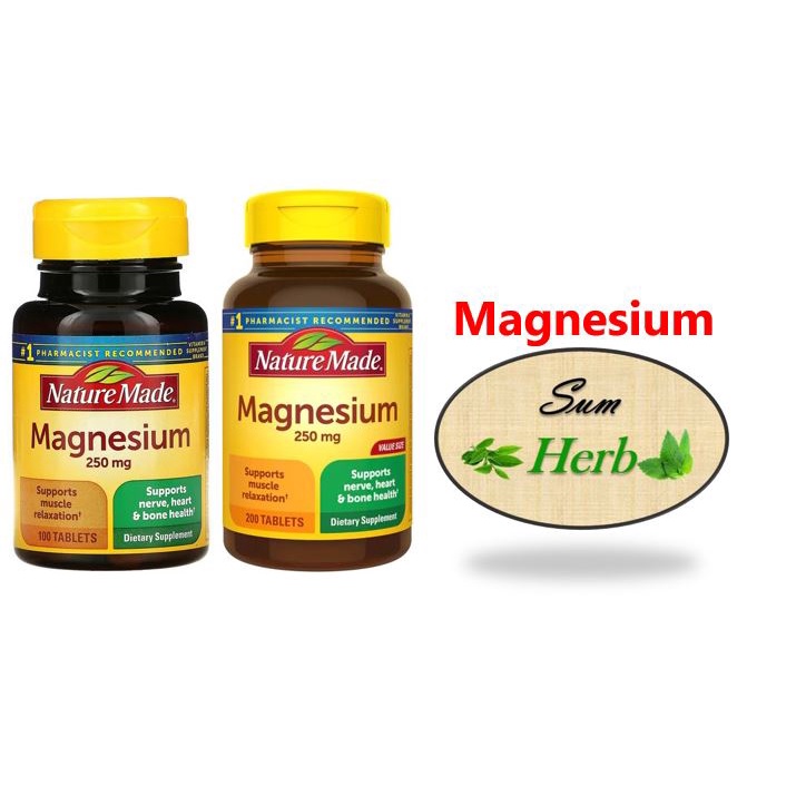 (พร้อมส่ง) Nature Made Magnesium 250 mg - 100/200 Tablets. แมกนีเซียม ช่วยกระบวนการเผาผลาญ คลายเครียด