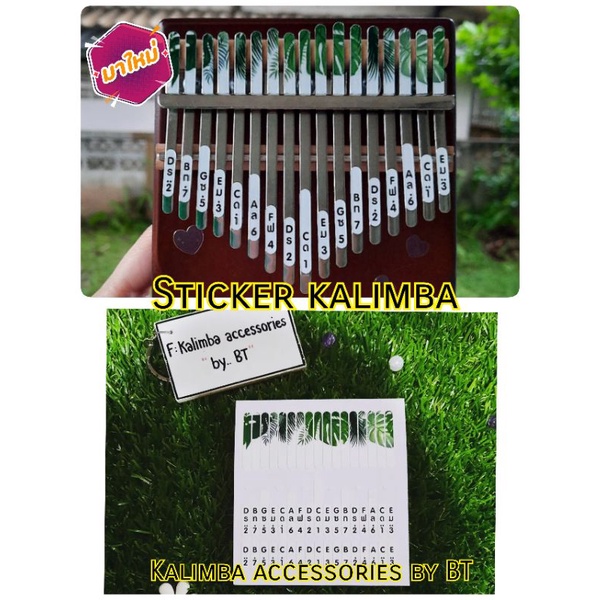 สติ๊กเกอร์ติดคาลิมบ้า คีย์ C มีโน๊ตไทย sticker kalimba key C 17 ลิ่ม กันน้ำ