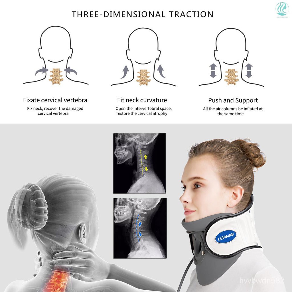 LEAMAI Medical Cervical Collar Neck Traction Device Inflatable Pinched